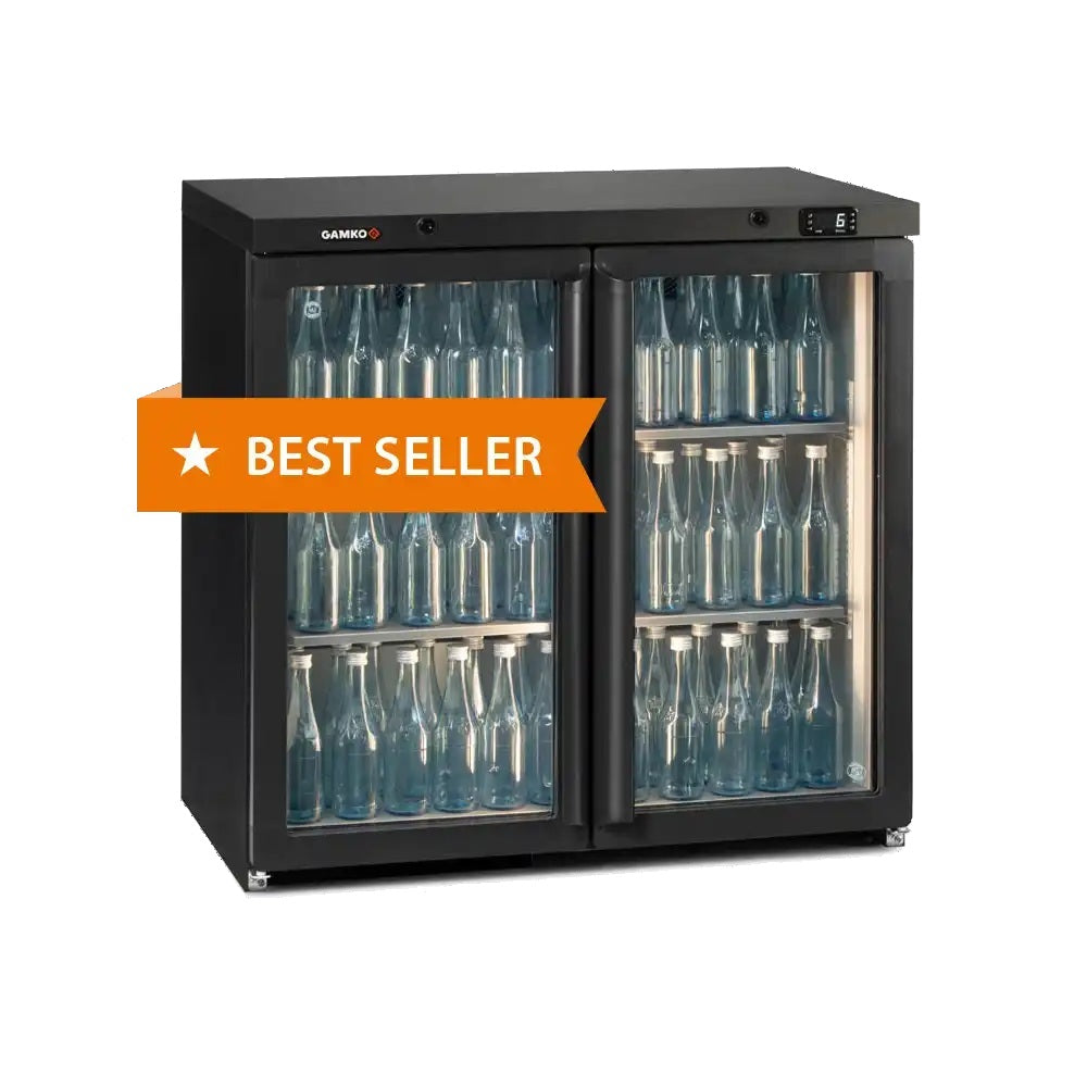 Gamko Bottle Cooler (MG3/300) in black with hinged doors