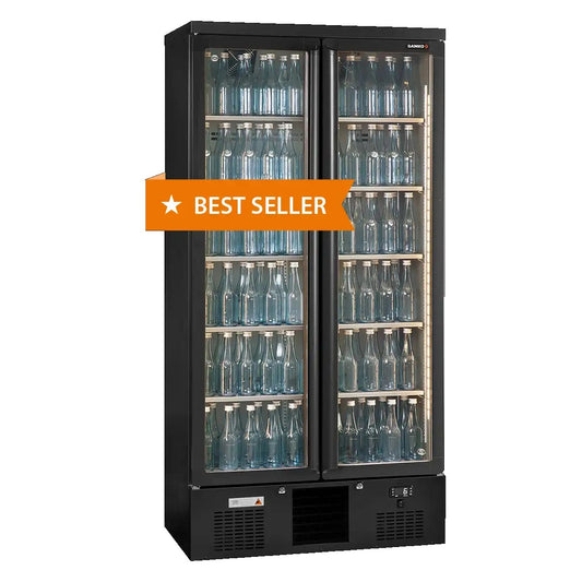 Gamko Upright Bottle Cooler (MG3/500) with black hinged doors