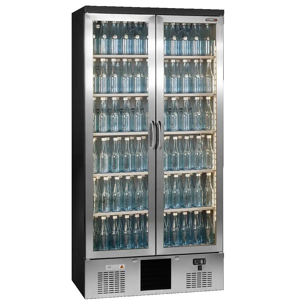 Gamko Upright Bottle Cooler (MG3/500) with silver hinged doors