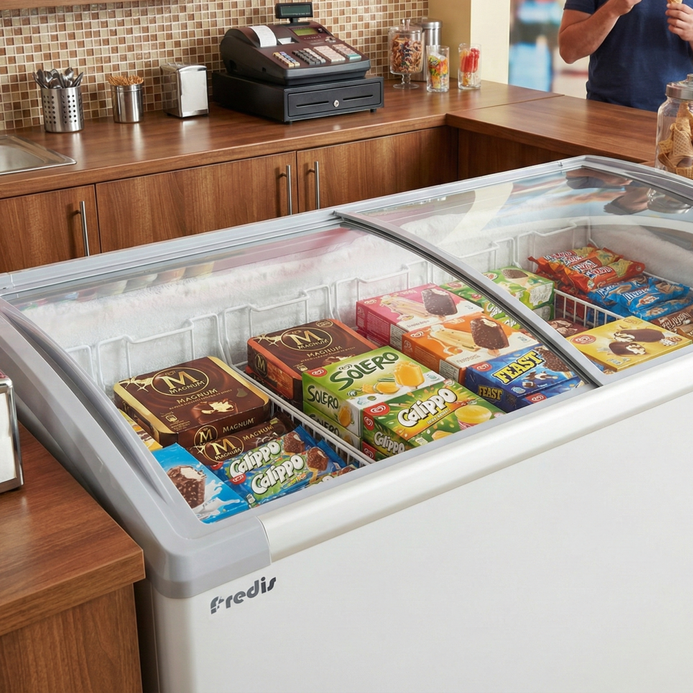 Prodis 546L Display Chest Freezer (NVC5) full of ice cream