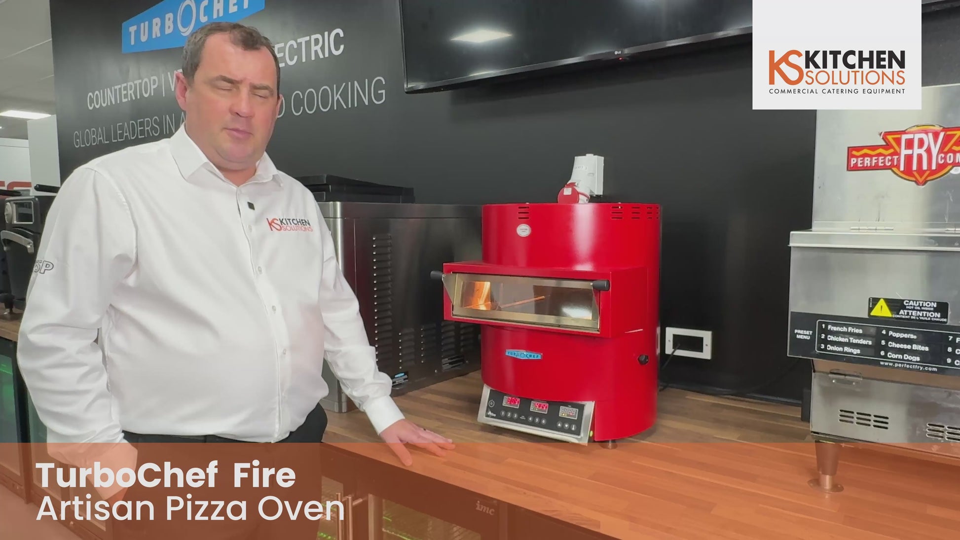 Showing the Turbochef Fire Pizza Oven in action