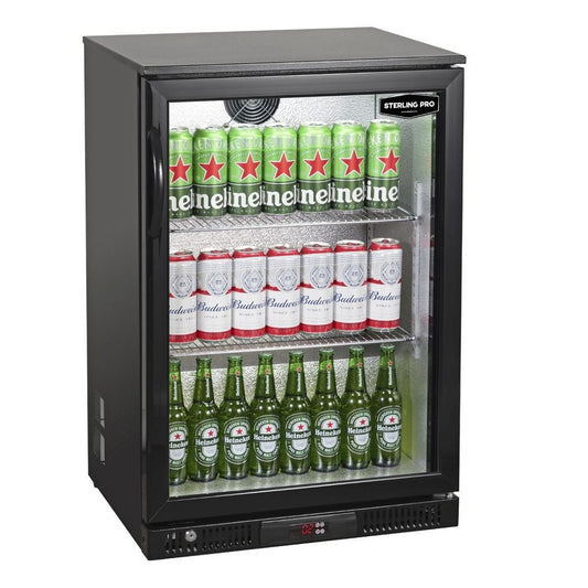Sterling Pro Single Door Outdoor Bottle Cooler, in black