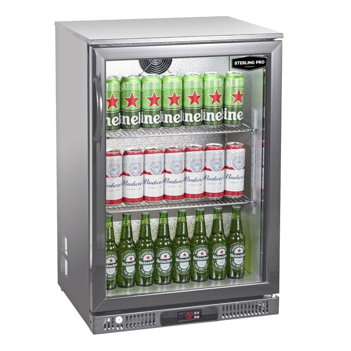 Sterling Pro Single Door Outdoor Bottle Cooler, in stainless steel