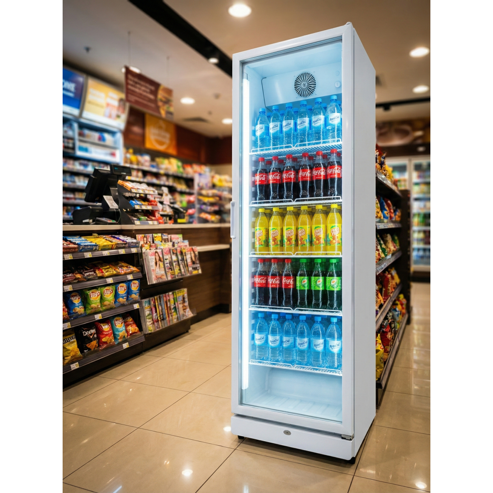 Prodis Display Refrigerator  (XD381-LE) fully stocked in a shop