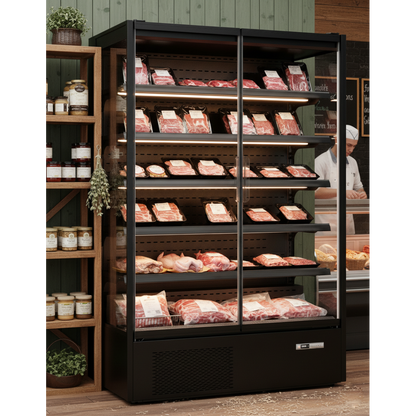 Prodis 1310mm Refrigerated Multideck, Black (XMD1250-MK2-K) in a butchers