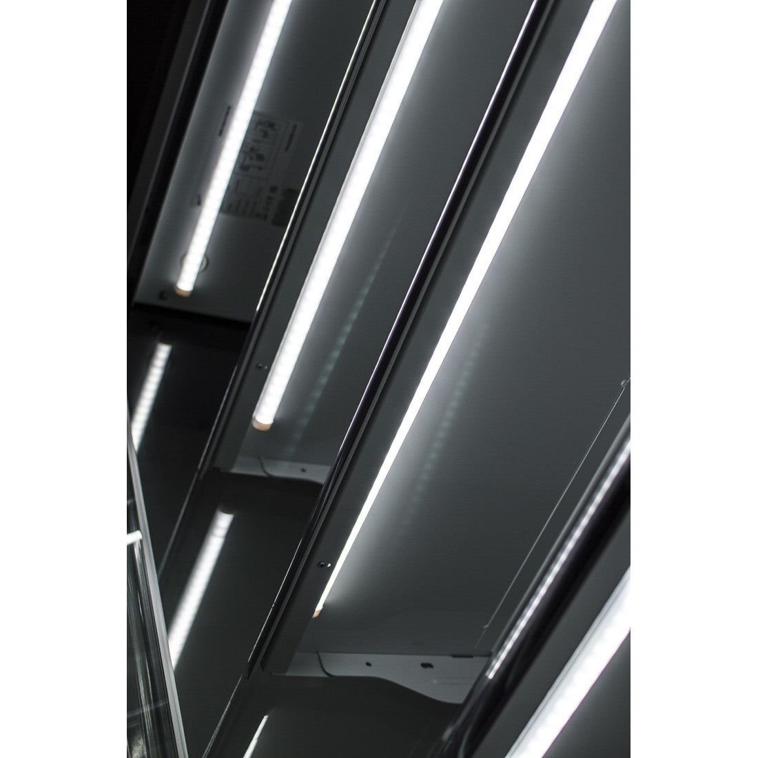 Prodis 1300mm Multideck in white, lighting XMD1250-P-FGD-W