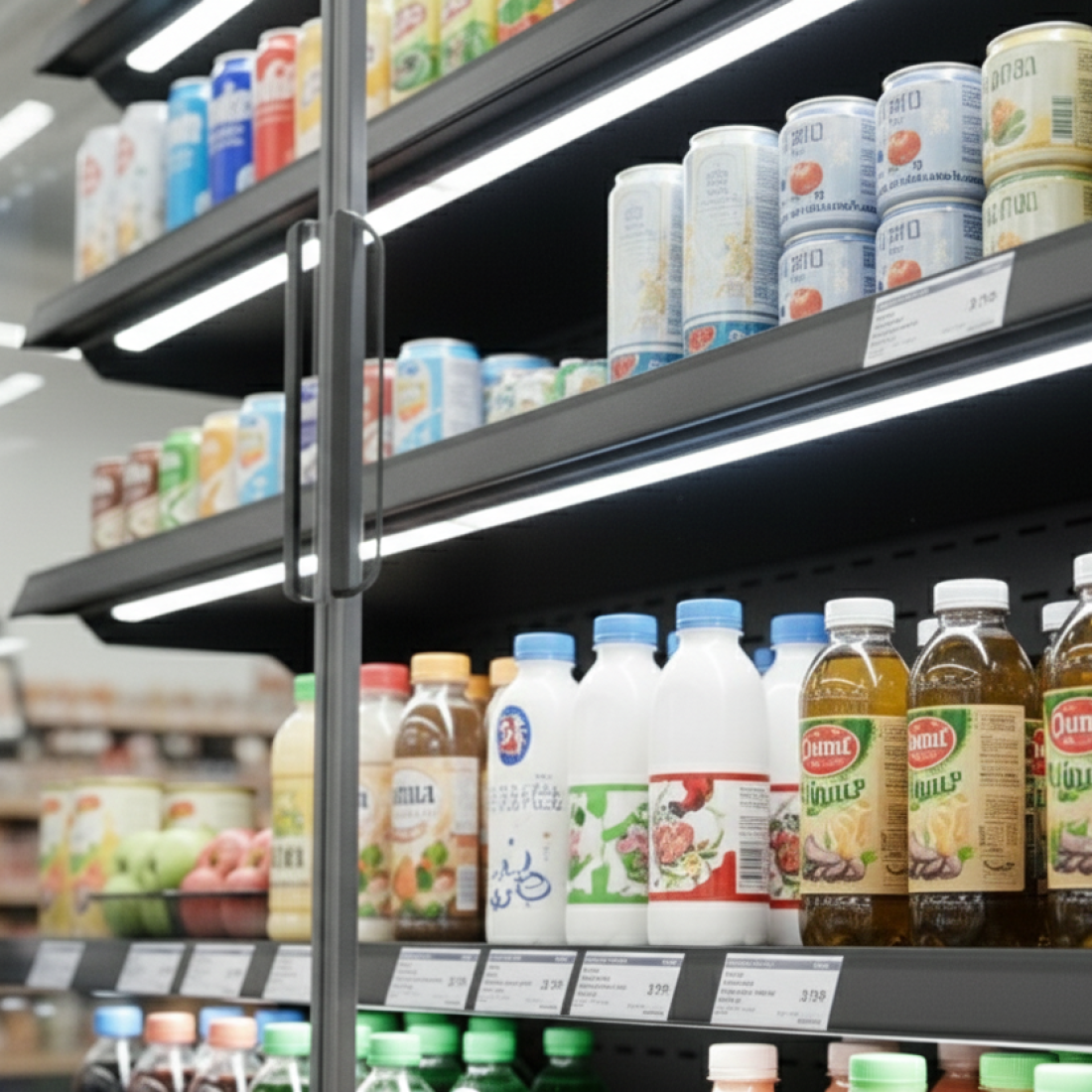 Prodis 1310mm Refrigerated Multideck, Black (XMD1250-MK2-K) close up on doors