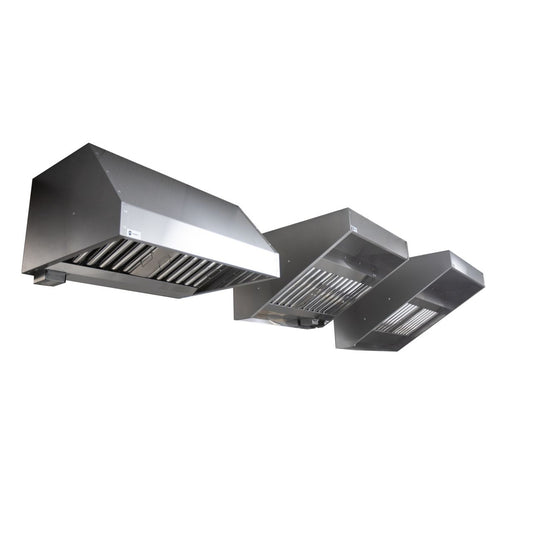 3 extraction canopies in line